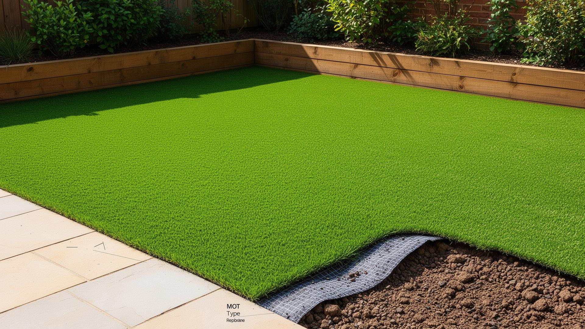 Newly installed artificial grass lawn in a Poole garden