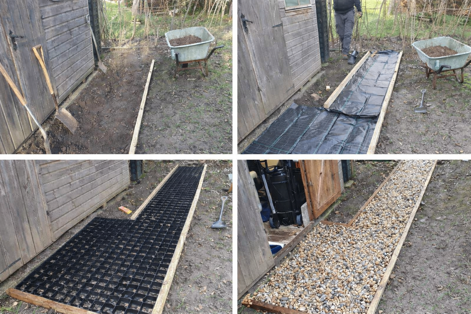 Gravel path with weed membrane