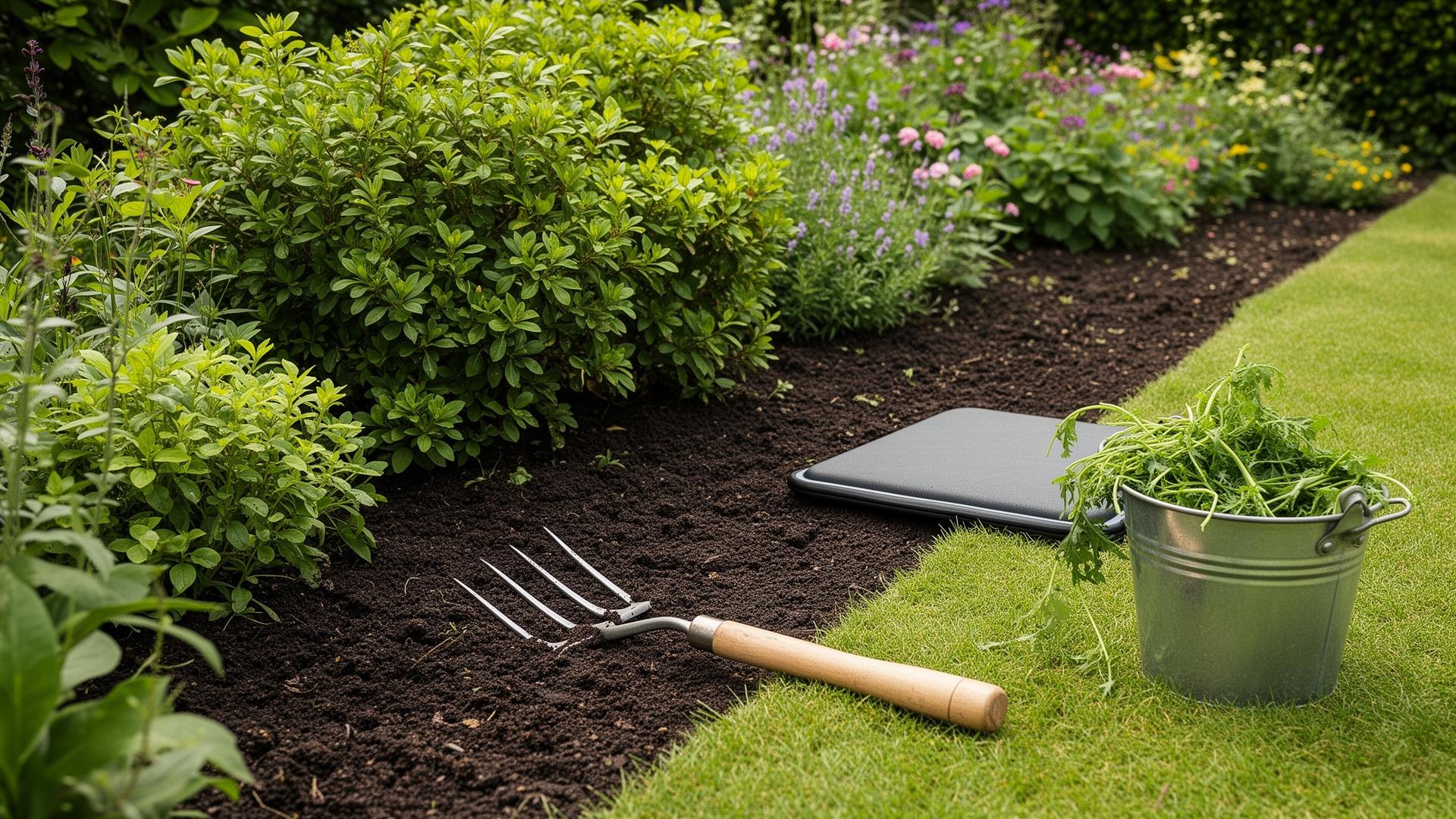 Cleanly weeded planting border in a Bournemouth garden